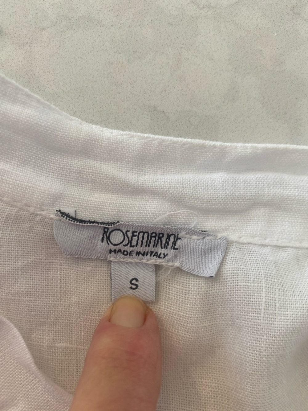 LINEN ROSEMARINE Made in Italy  long White  3/4 Length sleeve Blouse Size Small - Picture 7 of 13